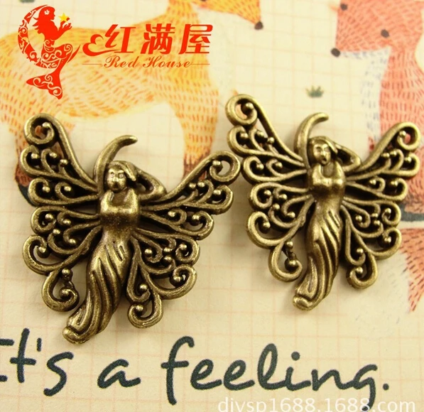 

A3650 free shipping 40pcs/bag size 26*26mm "Butterflyman" pendant charms Antique Alloy Jewelry finding for necklace charm