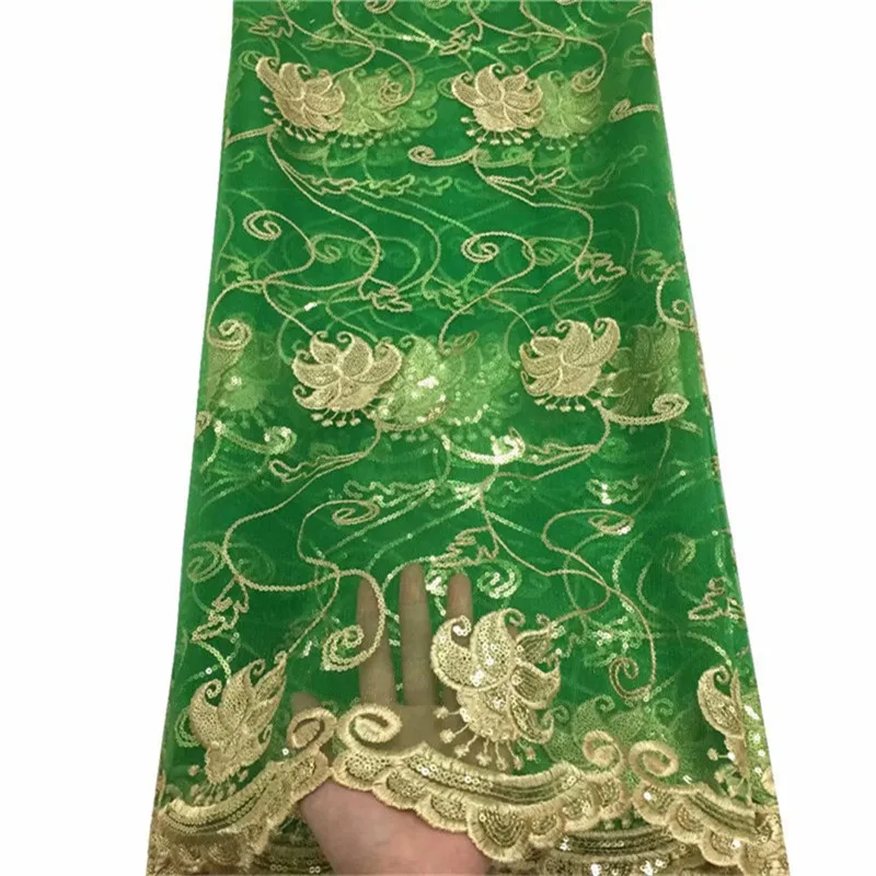 Африканская кружевная ткань 2019 зеленая блестящая высокое качество