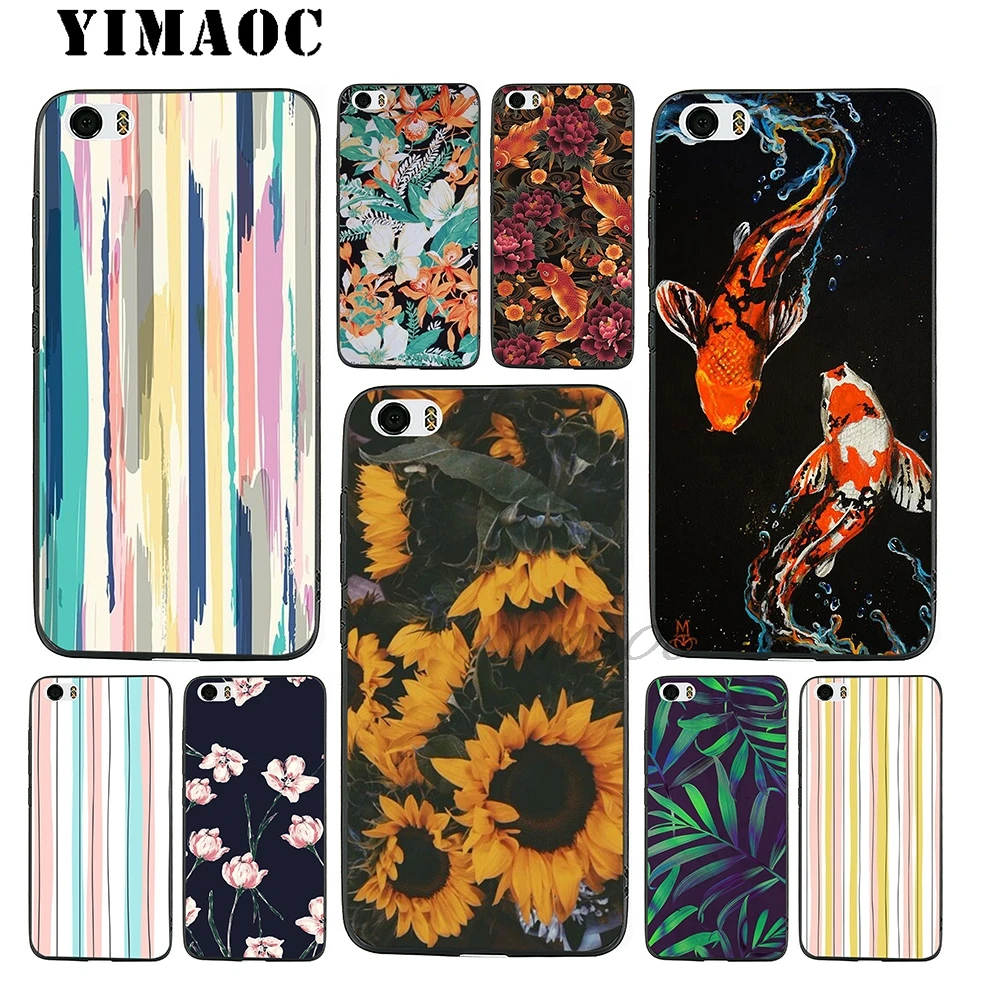 YIMAOC Yellow and Pink Flores Soft Silicone Case for Xiaomi Redmi Note 9 Mi 8 Se 7 6 6A A1 A2 4X 4A 5A 5 MAX 3 MiA1 |