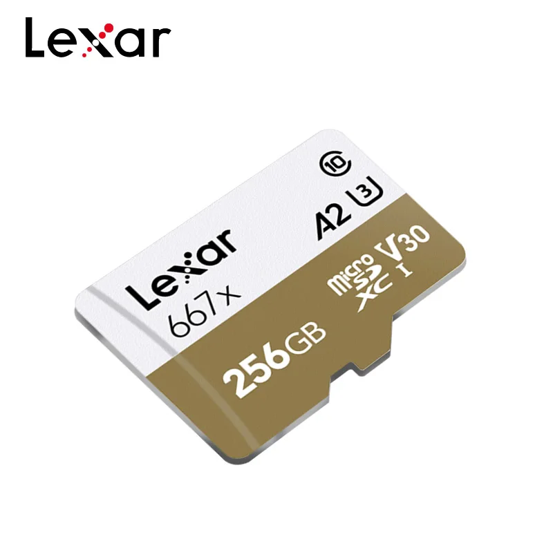 Lexar 667x карта Mirco-SD высокое Скорость 100 МБ/с. Class 10 A2 64 Гб V30 UHS-I U3 256 памяти для 1080p Full-HD 3D