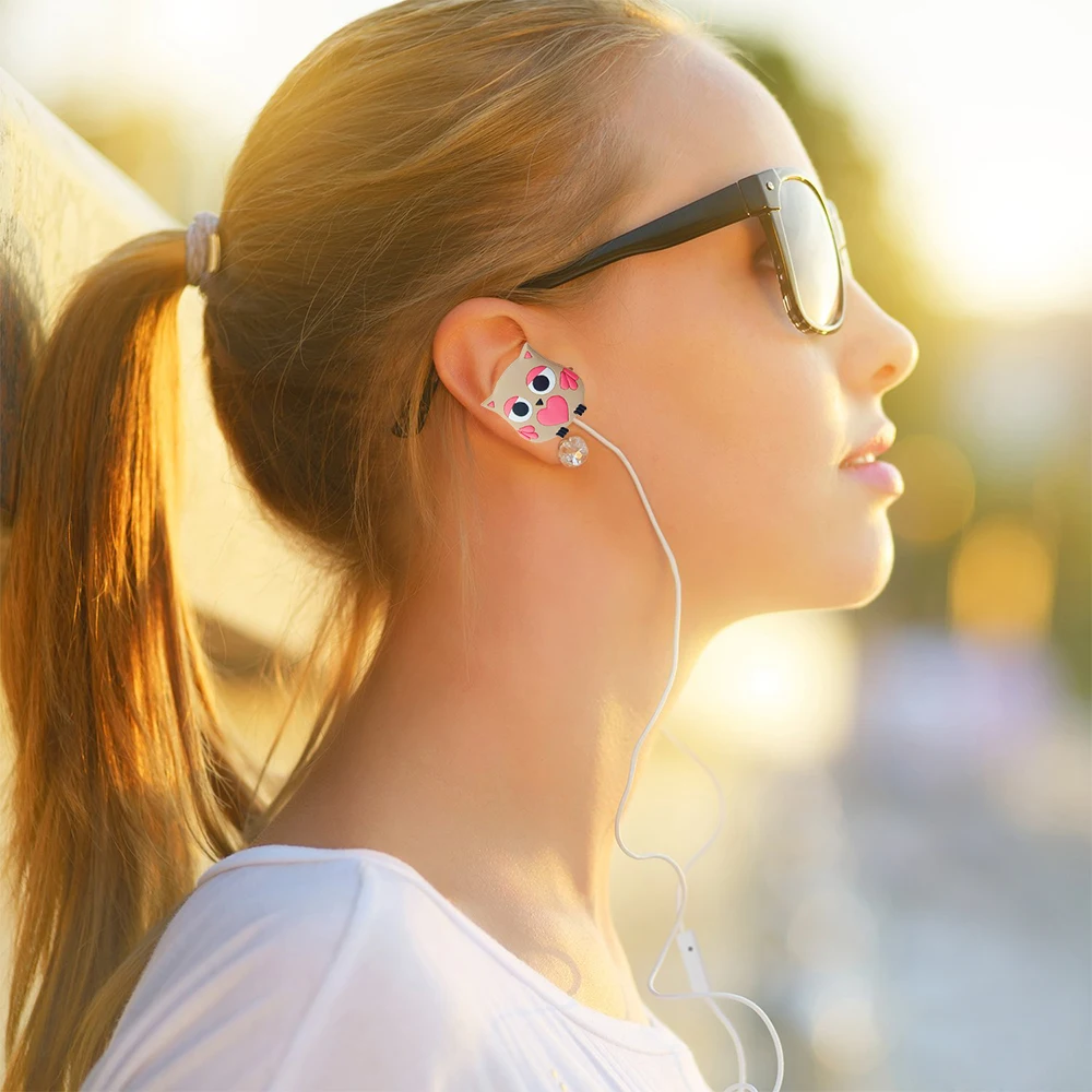 Moear Cute 3.5mm Cartoon Owl 3D Stereo Earphones Kids Wired Earbuds Headsets with Winder | Электроника