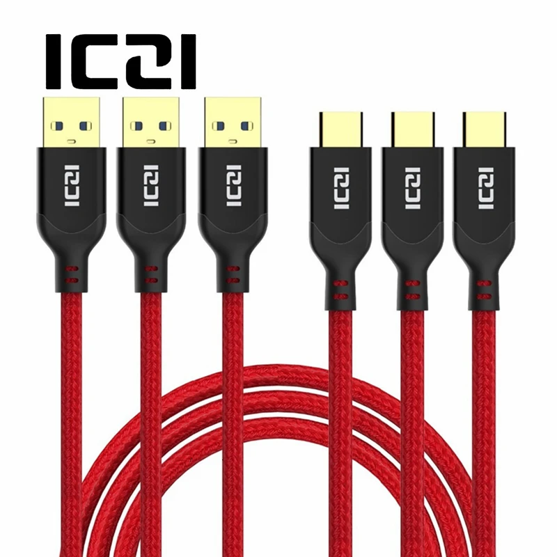 ICZI 1 м 3 Тип упаковки C кабель Нейлон Плетеный 2.4A Быстрая зарядка для передачи