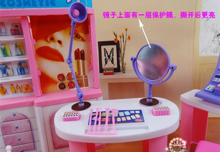 Новинка для Барби Фотофон розовый центр мечты Туалетная комната макияж девочка
