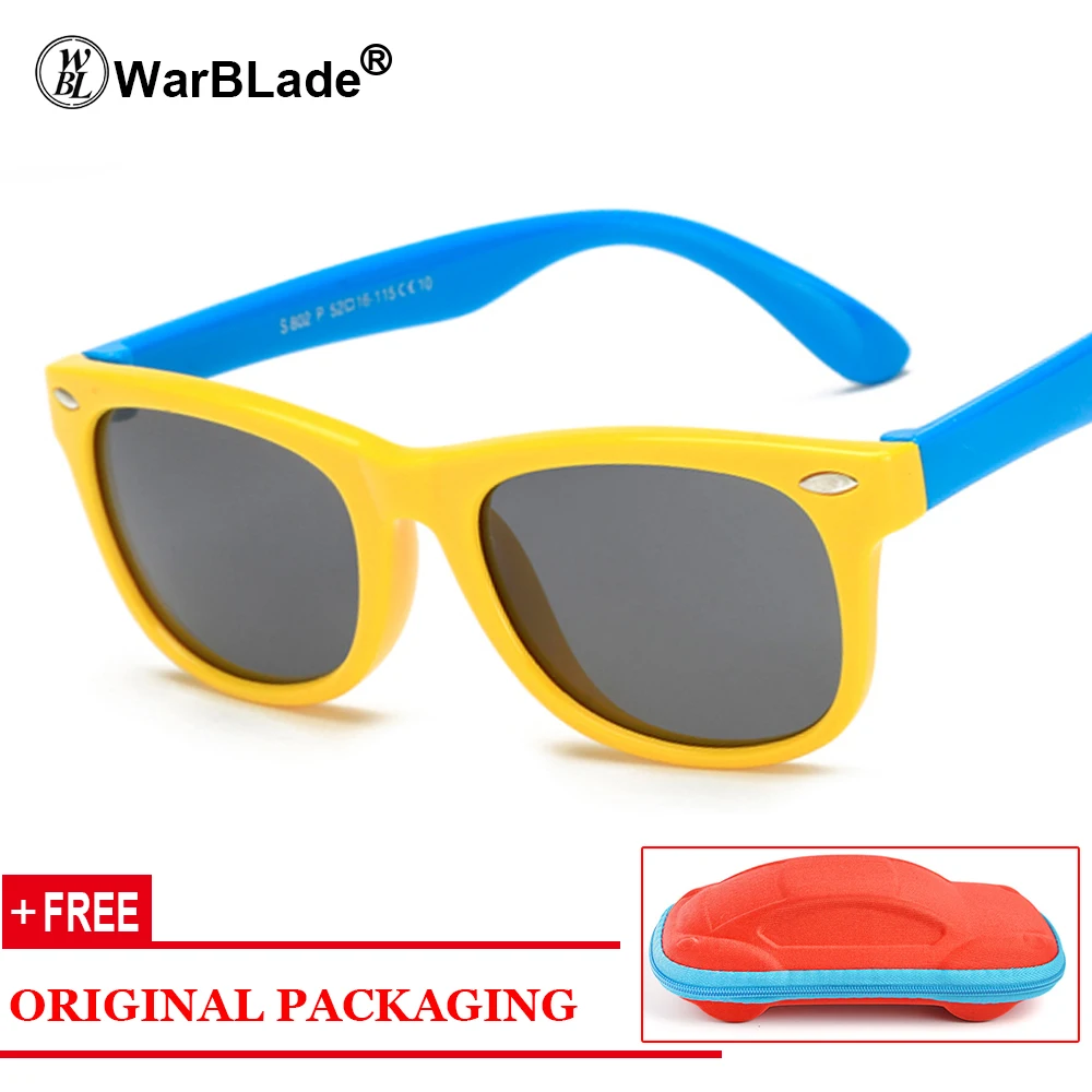 yellow blue WarBLade Дети Мальчики TR90 Небьющийся поляризованных солнцезащитных очков детей штанишки для девочек с покрытием Polaroid Солнцезащитные очки Спортивные UV400 зеркало - Цвет линз: yellow blue