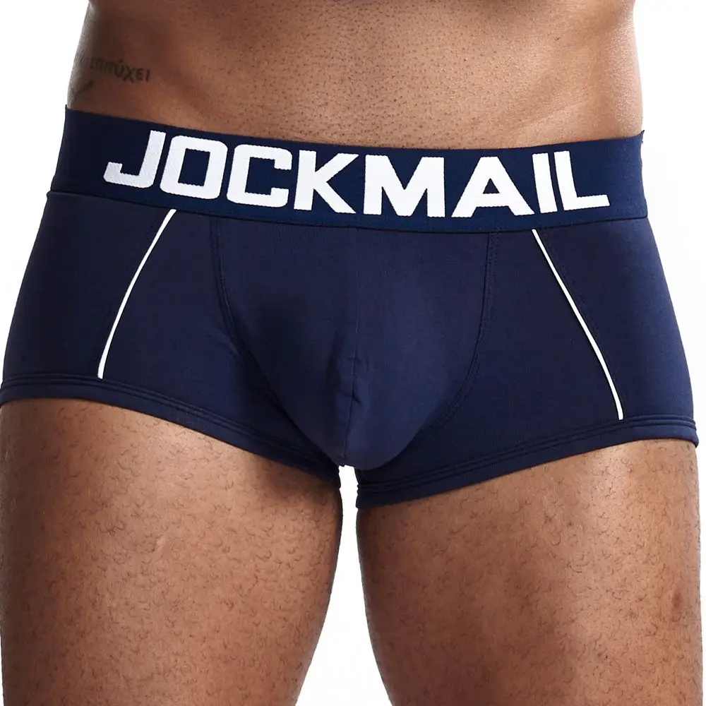 JOCKMAIL, Мужская одежда,, боксеры, шорты, мужские боксеры, мужское нижнее белье, хлопок, дышащие, сексуальные, cueca, боксеры, ropa interior hombre slip - Цвет: Тёмно-синий