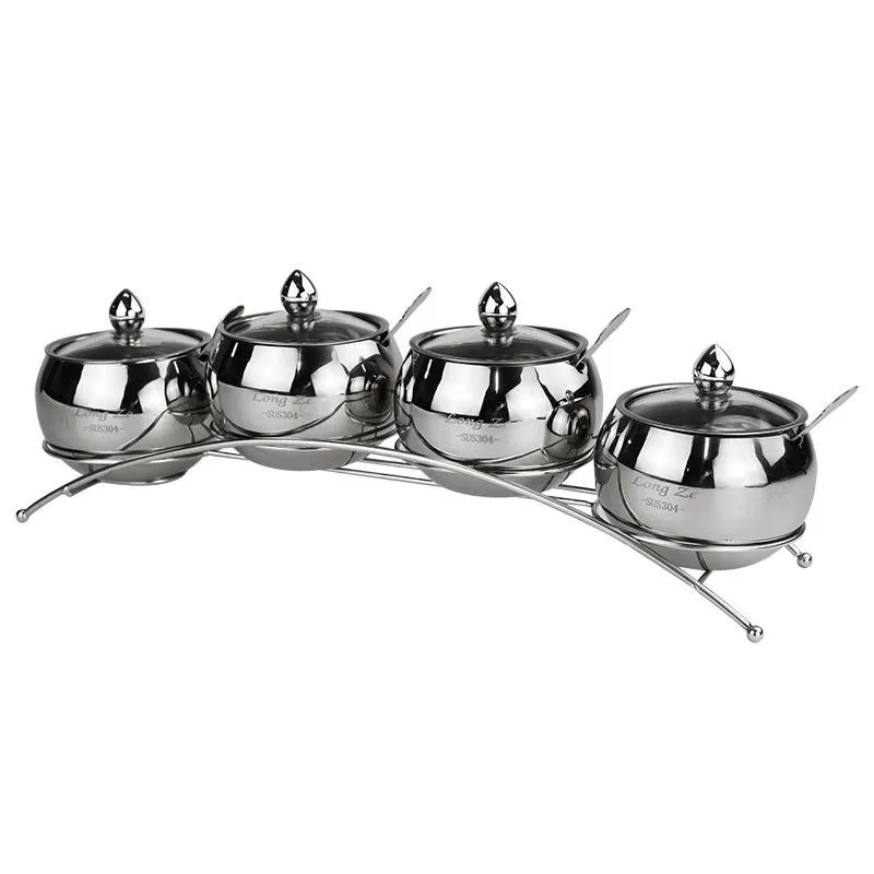 Набор банок для приправ из нержавеющей стали домашняя кухня с видимой крышкой