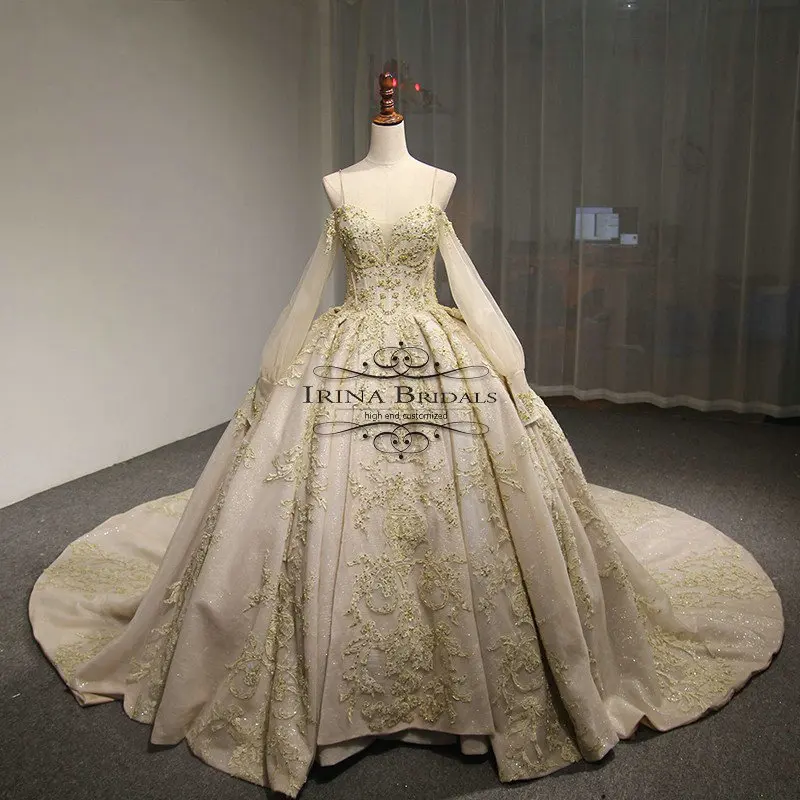 Платье с длинным рукавом и кружевной аппликацией Irina Bridal королевское платье для