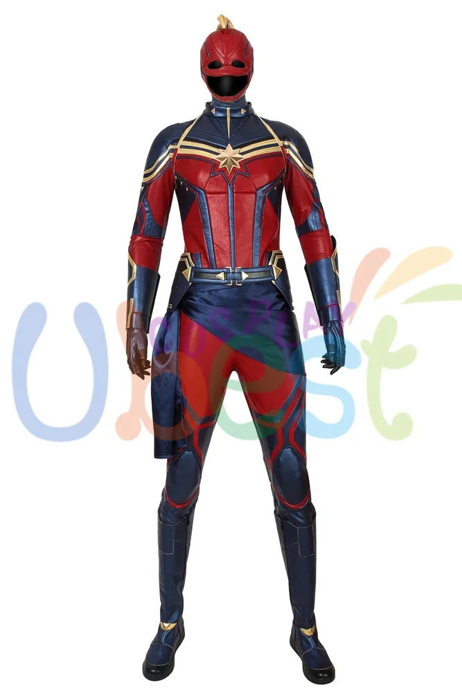 Марвел Капитан Костюм для косплея Carol Danvers Мстители Endgame наряд