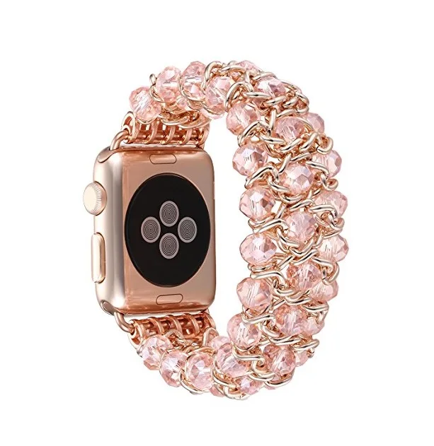 Fastgo Apple Watch Band стильный ретро Кристалл бисером стрейч эластичный Iwatch для Sereis 1