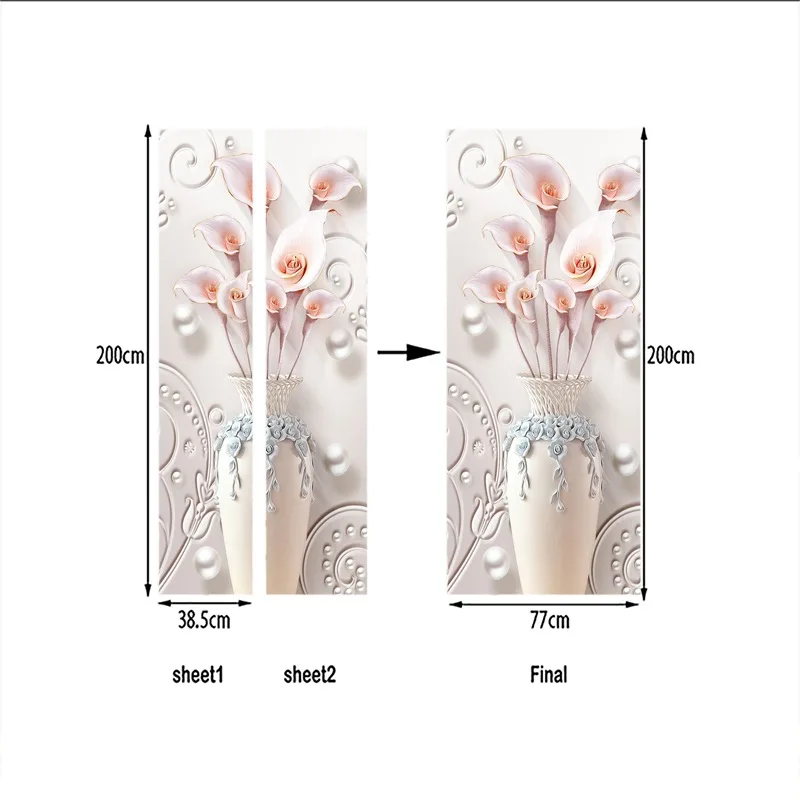 Цветы в вазе обои настенная живопись постер Цветочная дверь наклейка гостиная