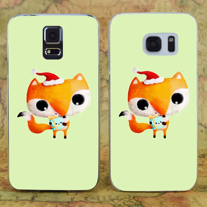E2910 милый Рождественский Прозрачный жесткий чехол из поликарбоната с лисой для