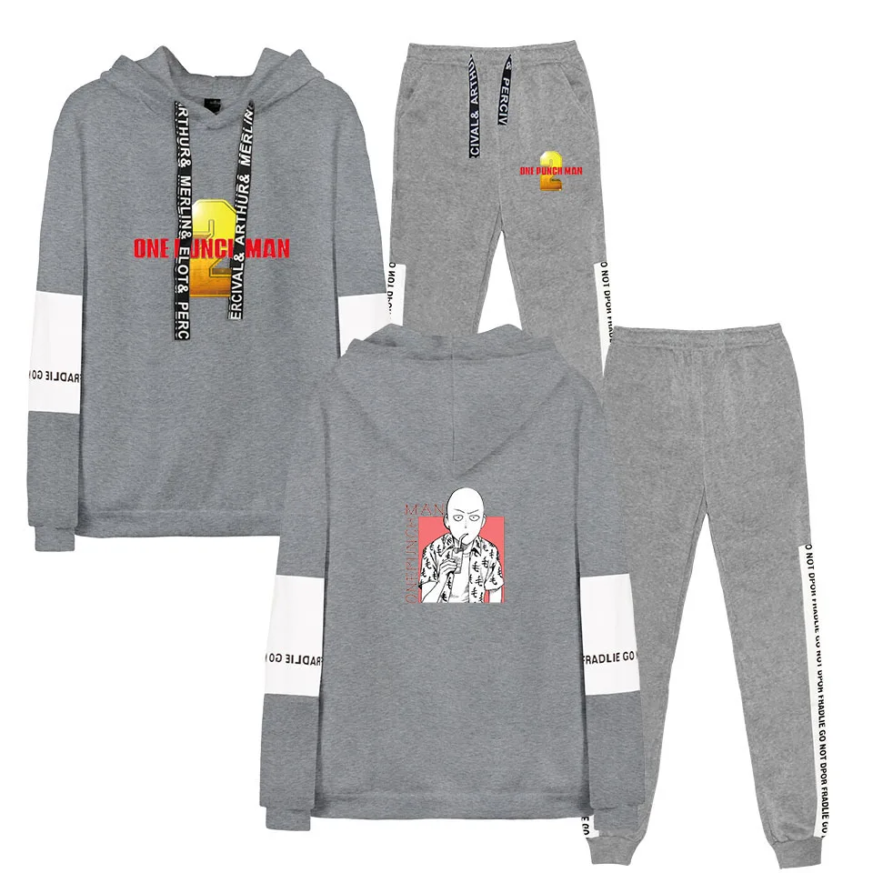 

One Punch Man Season 2 Print Sweatshirt Suit Hoodies+Sweatpants 2019 Autumn Winter Warm One Punch Man Season Clothes S-3XL