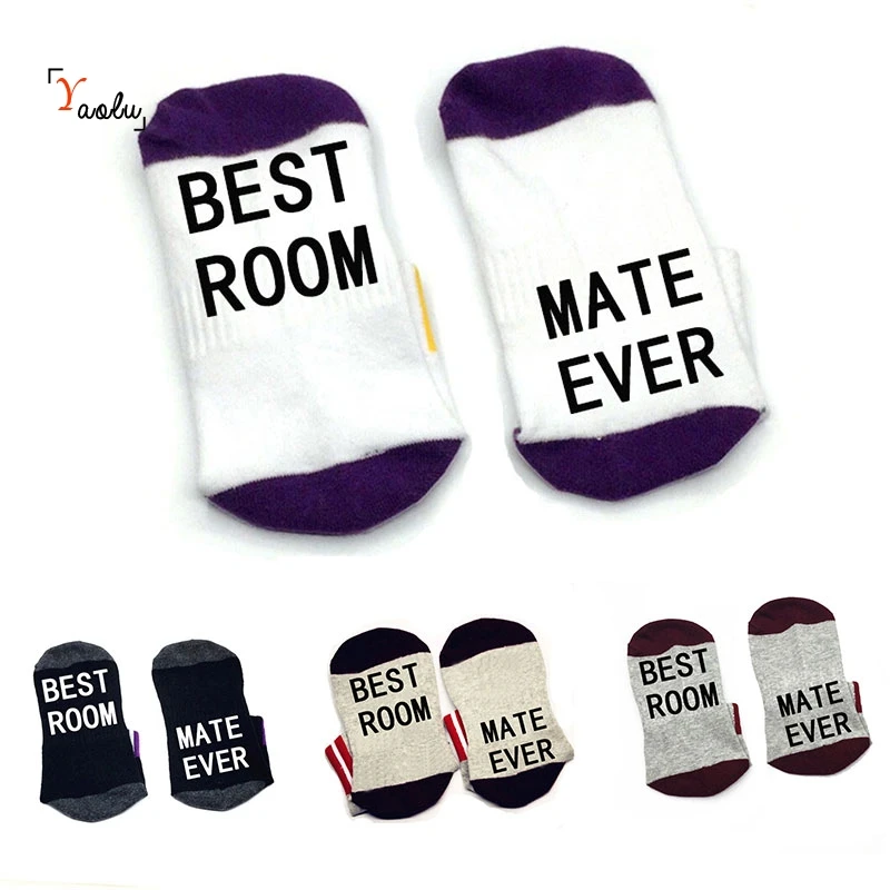 Носки с надписью Best Room Mate Ever удобные хлопковые носки унисекс тапочки до щиколотки