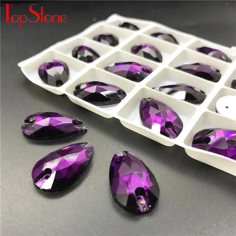 Drop Purple Velvet Sew Стразы плоские стеклянные кристаллы стразы слезы шитье хрустальных