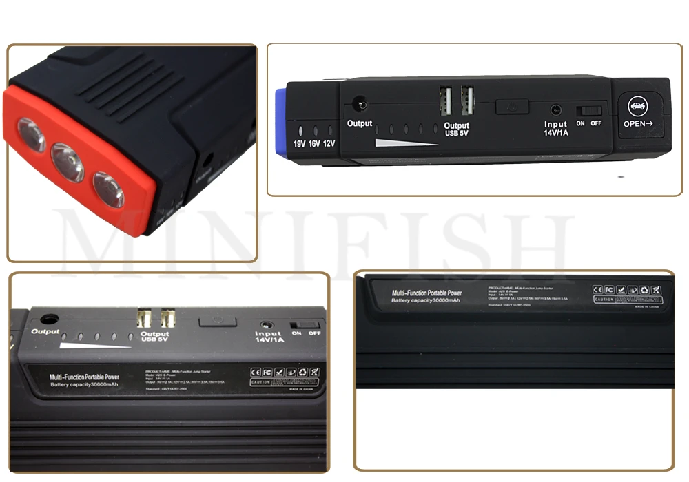 Портативная многофункциональная 600A Автомобильная батарея для аварийного пуска