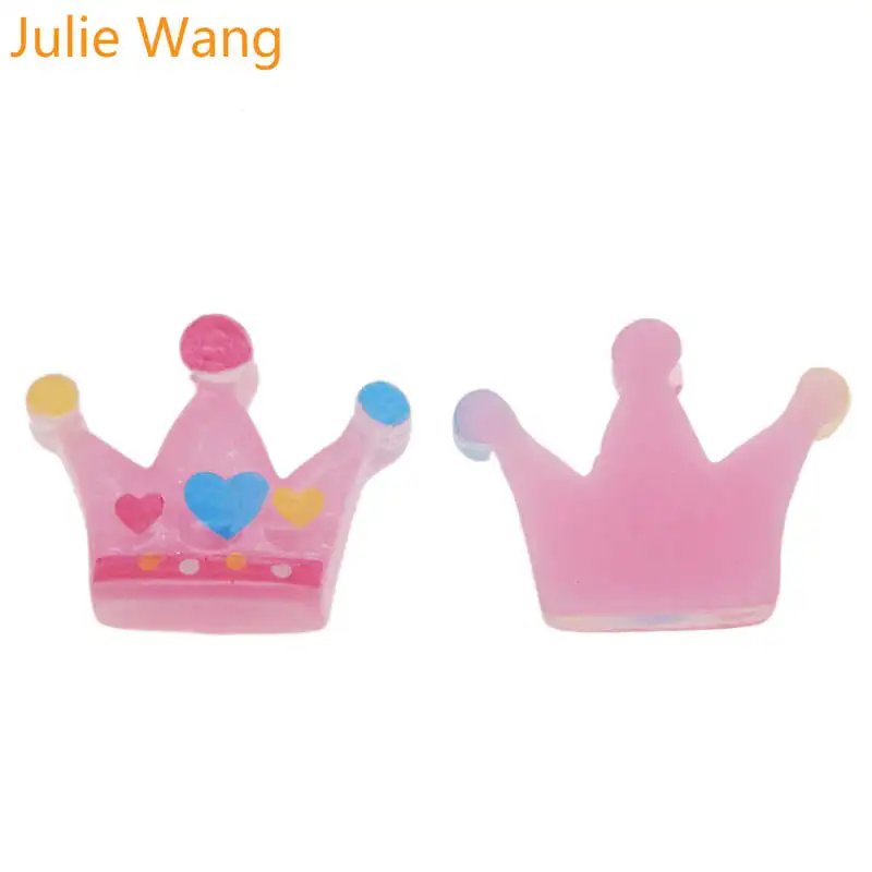 Julie Wang 12 шт. подвески из смолы Королевская Принцесса Корона слайм с плоской