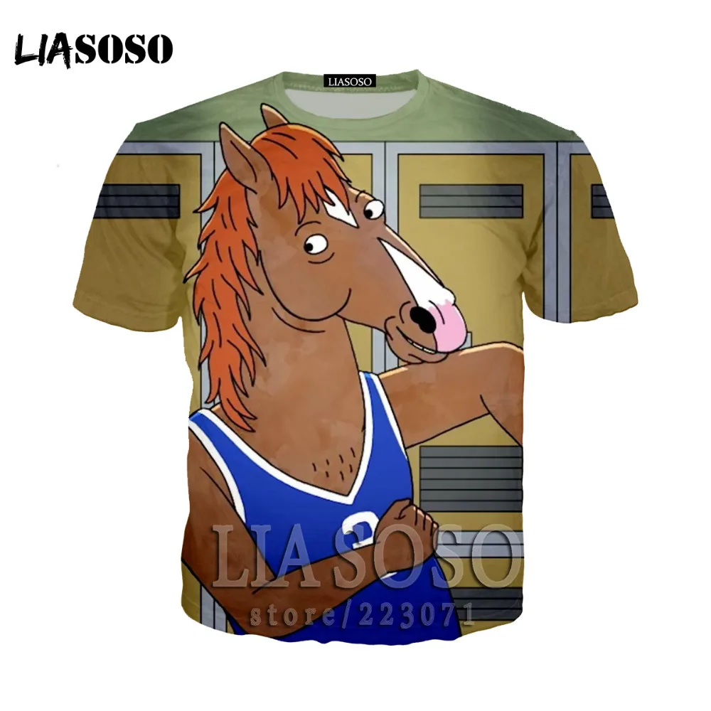Футболка LIASOSO Конь БоДжек футболка Uomo Moda maschile O футболки uomo/donna 3D HO12|Мужские