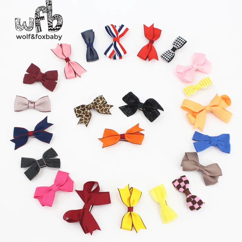 Розничная продажа детские милые заколки для волос из ткани в рубчик с принтом