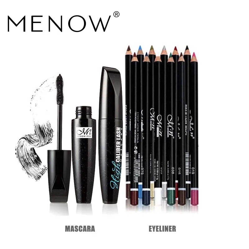 MENOW Make up set 12 Color Eyeliner Eye Liner Lip sticks &amp Black Mascara Waterproof Thick Long Lock whole sale 5410 | Красота и