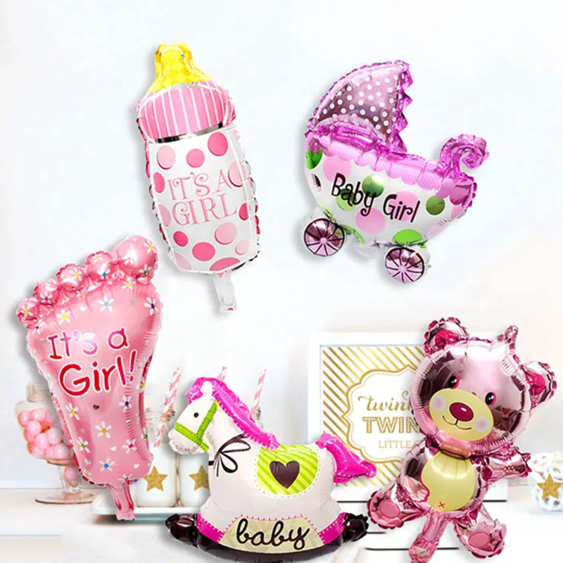 5 шт. Мини милый детский душ фольга Воздушные шары Babyshower мальчик девочка фото стенд реквизит-аксессуары пол раскрывает вечерние фотобумажные наборы