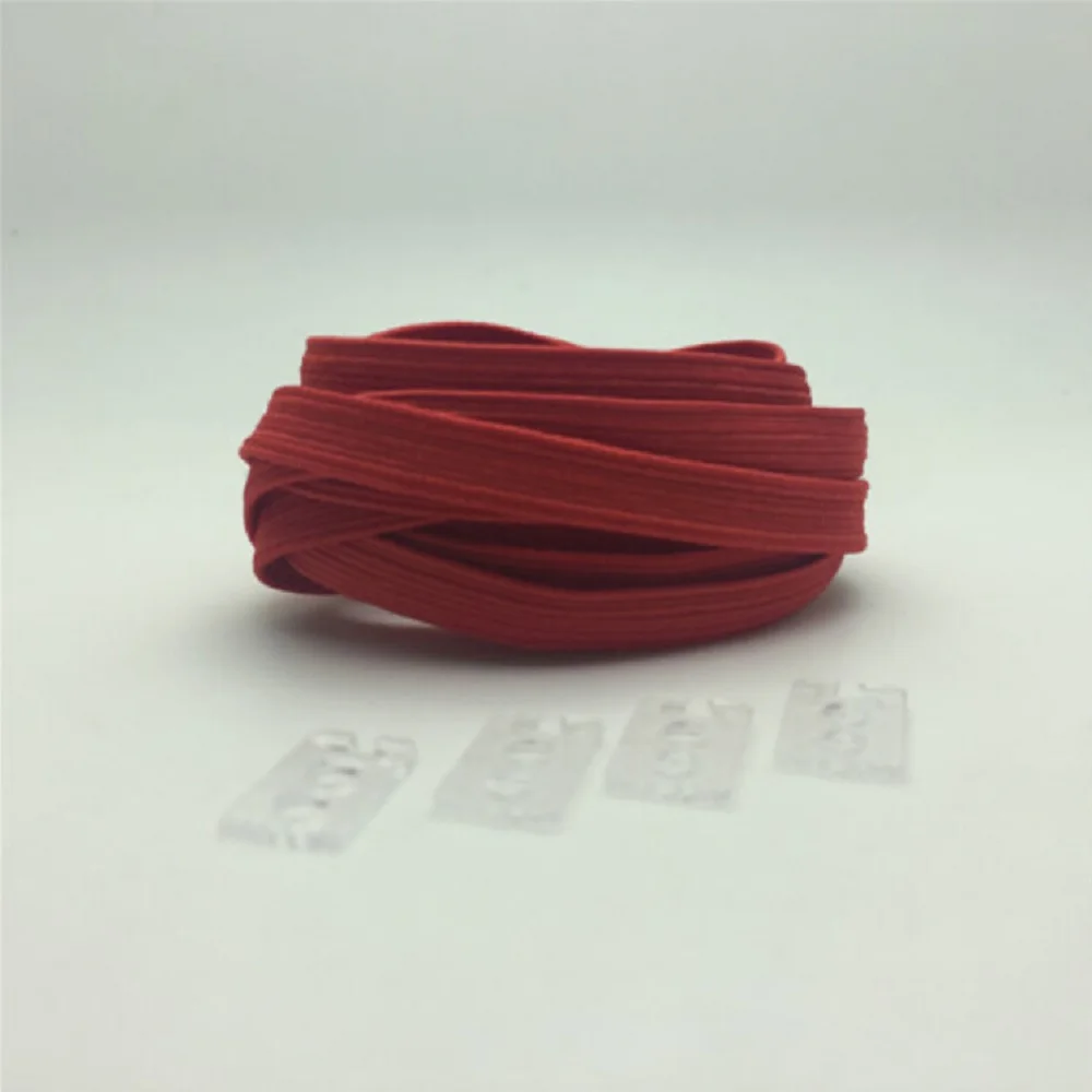 red 1 пара, 100/110 см, на плоской подошве, тянущиеся, не стягивающиеся, ленивые кроссовки со шнурками, эластичная резиновая обувь, шнурки для детей, безопасные шнурки - Цвет: red