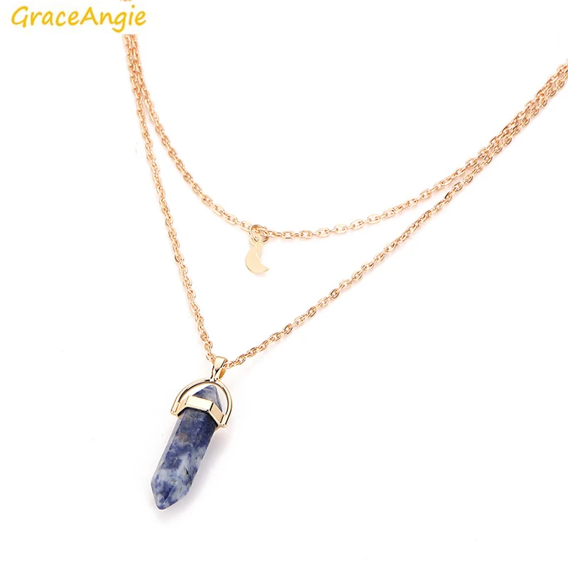GraceAngie 1 шт. двухслойная многоцветная Подвеска из натурального камня ожерелье