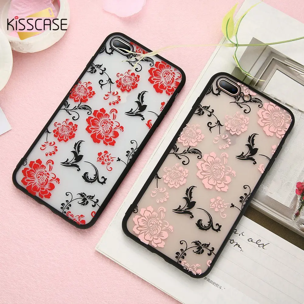 Kisscase Sexy телефона чехол для iPhone 6s 6 7 8 X выбивает красная роза Кружево рисунком Ясно