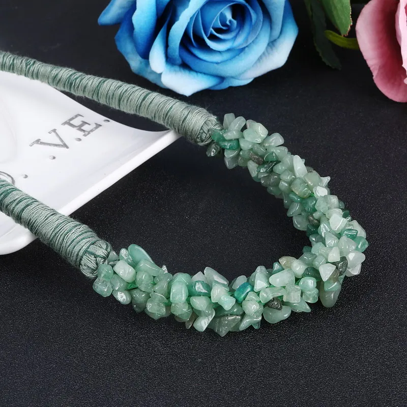 Женское Винтажное колье MINHIN зеленое ожерелье-чокер с натуральным камнем