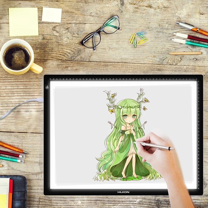 HUION LA3 Портативный USB светодиодный светильник для трассировки с регулируемой яркостью Tatto светильник Pad