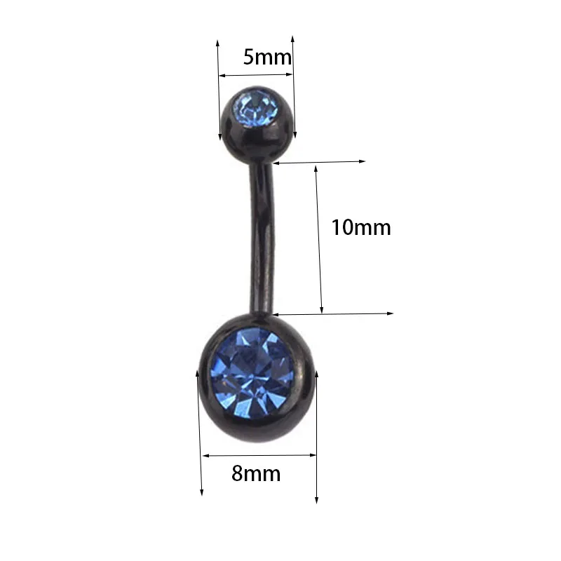 JunlowPY Navel Piercing Jewelry Sexy Crystal Double Gem Ball Stainless Steel Belly Button Rings Body Pircing Ombligo | Украшения и