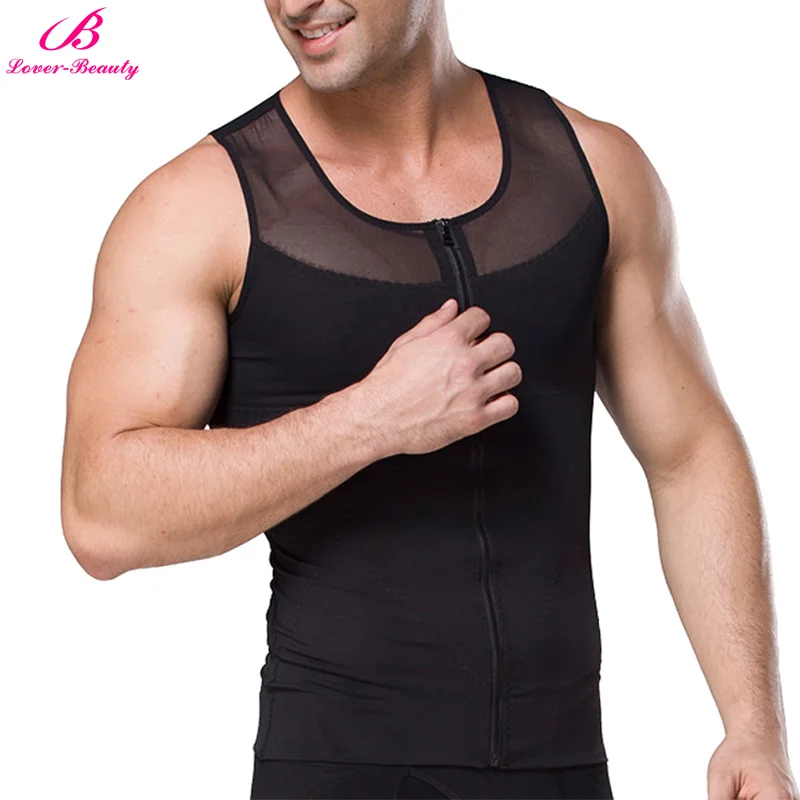 Black Men Shaper Lover beauty, пояс на молнии, рубашка, жилет, грудь, компрессионное тело, формирователь, мужской тонкий животик, нижнее белье, тонкость, моделирующее белье для тренировок - Цвет: Black Men Shaper