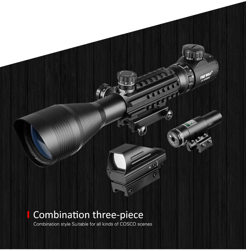 Тактический 4-12X50 прицел+ красная точка+ лазерный Набор для охоты Airsofts Воздушный пистолет красный зеленый точка лазерный прицел оптика прицел комбо