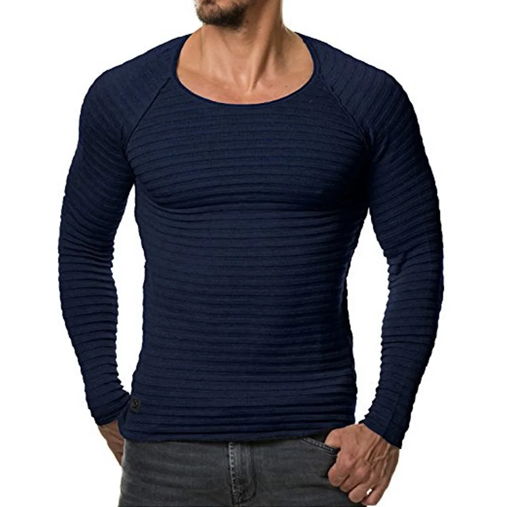 Новинка 2018 осенняя футболка Мужская с круглым вырезом и длинными рукавами