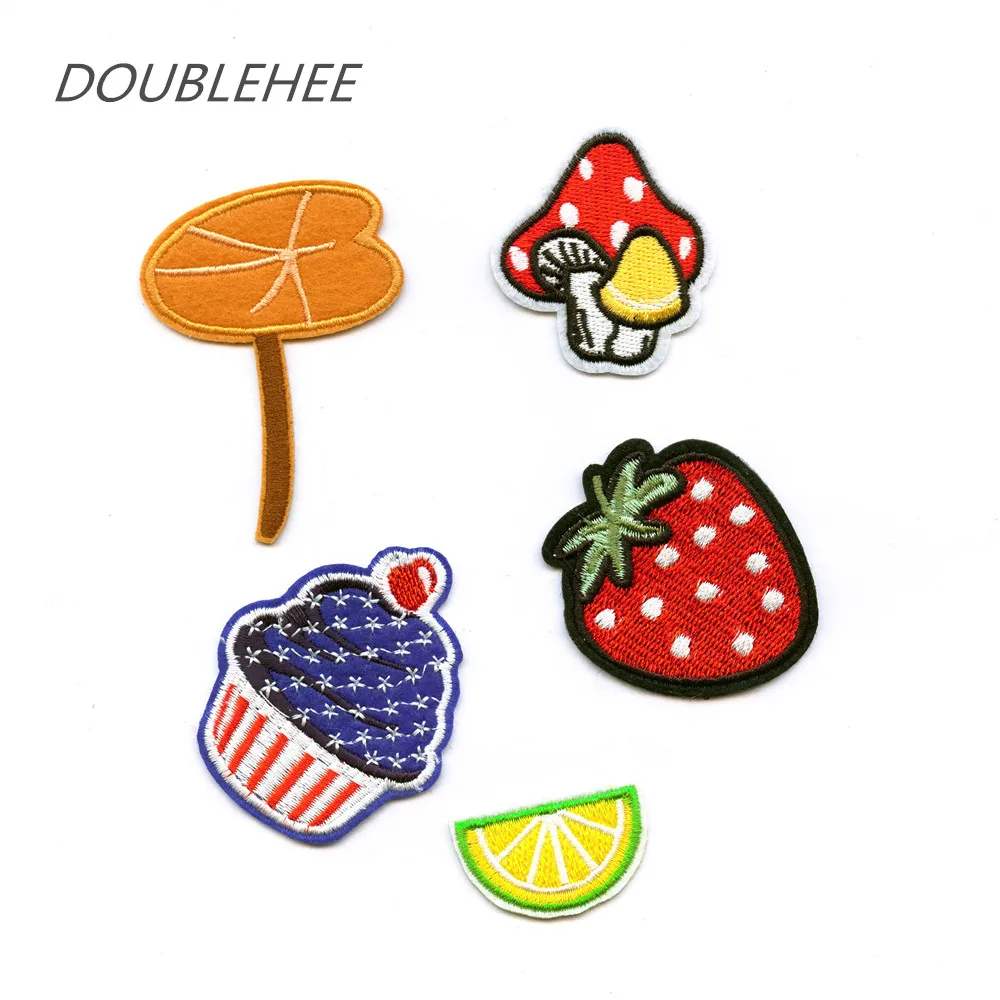 DOUBLEHEE растения листья лотоса грибы фрукты вышитые железа на патчи дизайн красота