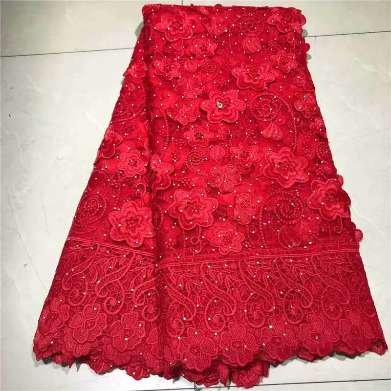 

2019 High Quality African French Tulle Lace Fabric With Embroidered Beads Guipure Nigerian Lace Fabrics 5 Yards! ZQJF61316