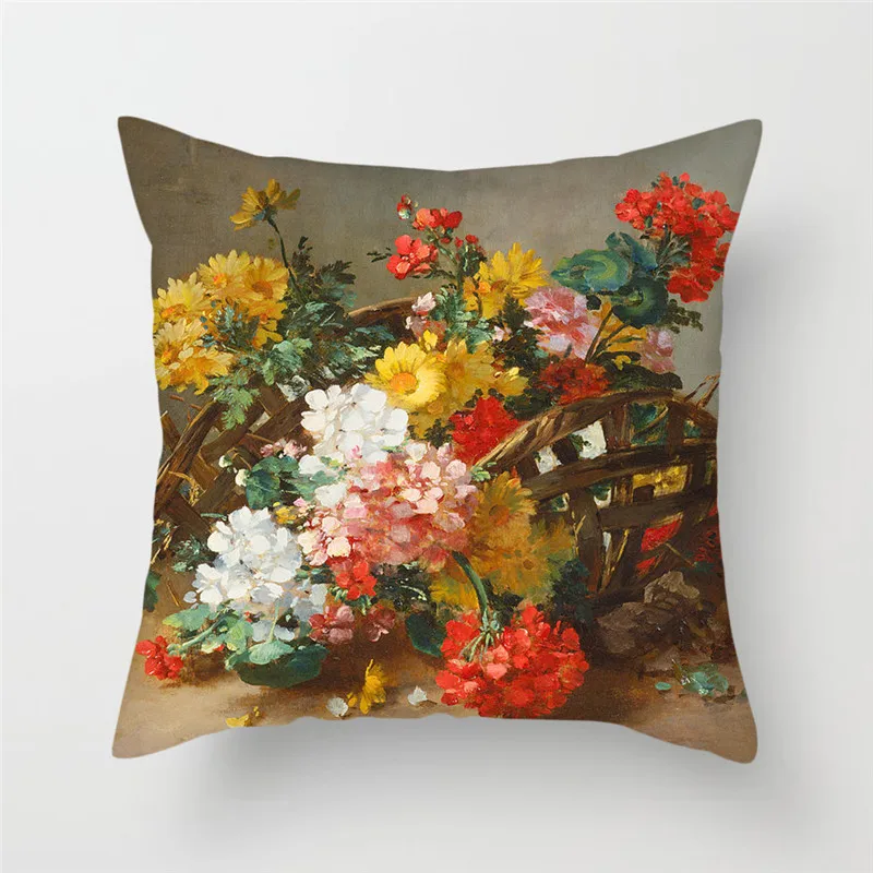 Цветочная Подушка Fuwatacchi художественная картина маслом розы Хризантема цветы