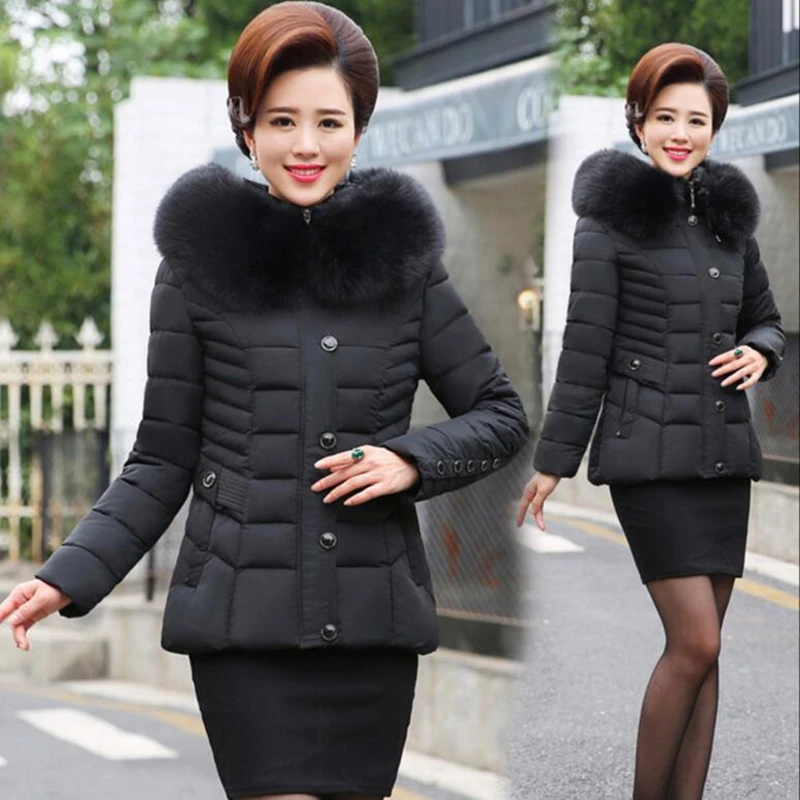 Новинка 2017 зима среднего возраста Женская хлопчатобумажная одежда большой