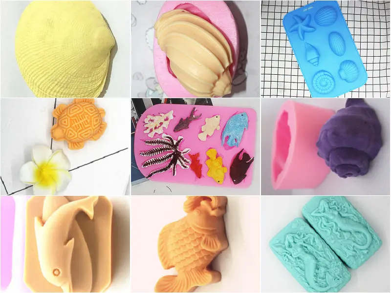 

Ocean series conch/shell /starfish cake mould polymer clay handmade soap mold FM kitchen tools
