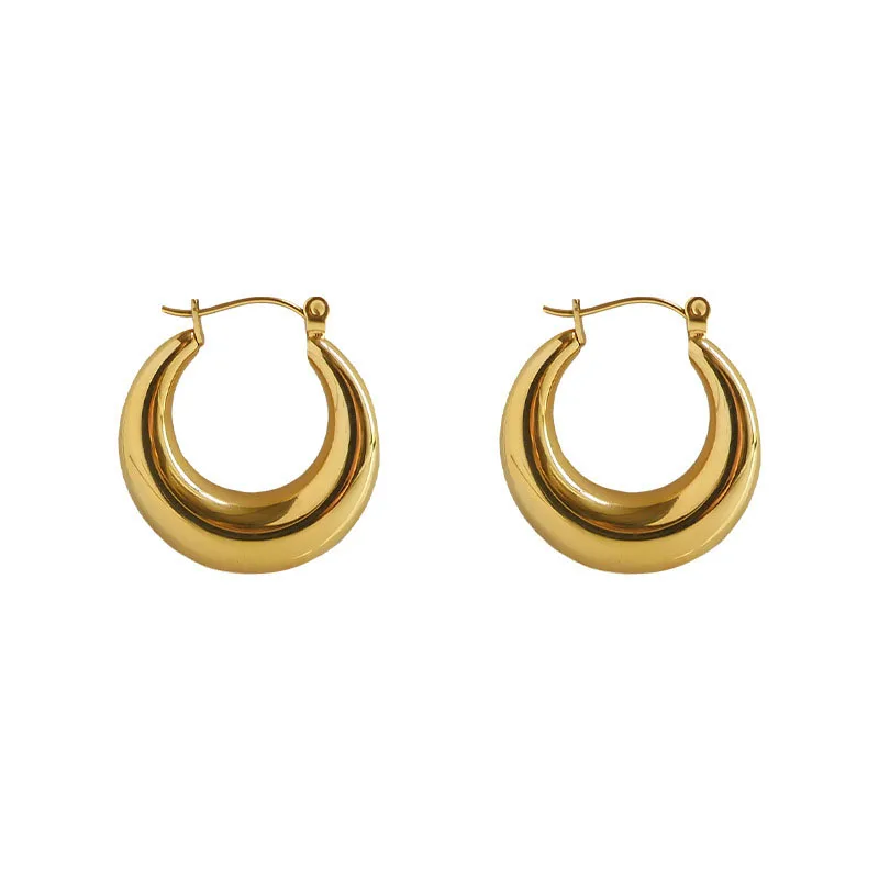 

SRCOI Retro Simple Design Gold Color Metal Geometric Irregular Round Hollow Circle Hoop Earrings Women Wedding Party Jewelry