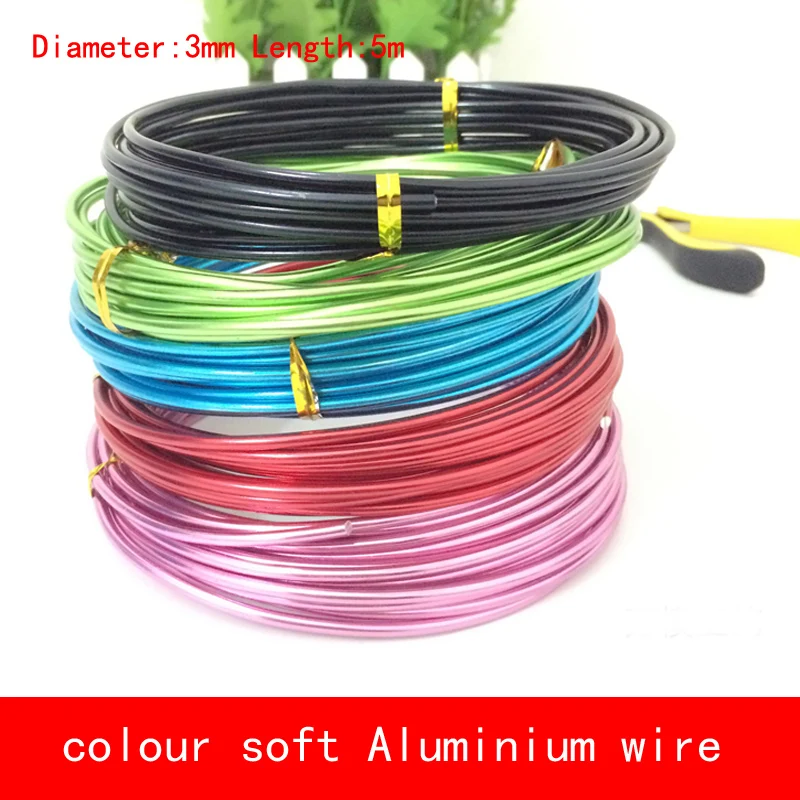 Купи Diameter 3mm length 5 meter Aluminum wire soft black gold blue sliver red color AL wire for lab DIY Horticultural model за 569 рублей в магазине AliExpress