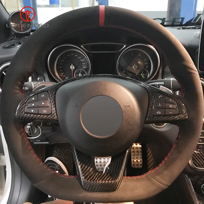 Lqtenleo черная замша DIY чехол рулевого колеса автомобиля для Mercedes-Benz C200 C250 C300 B250 B260 A200 A250 спортивные CLA220