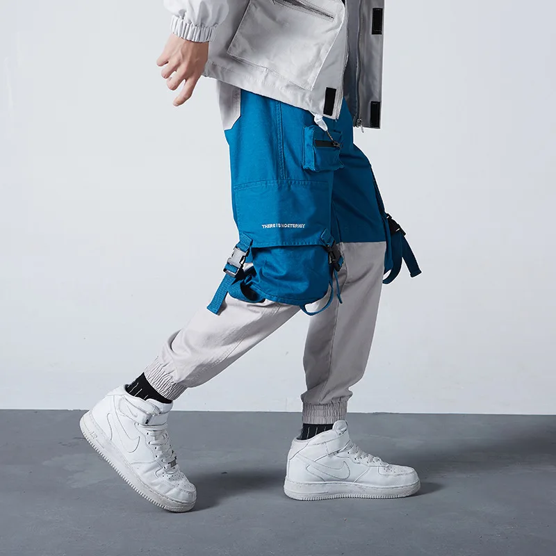 Шаровары с карманами и лентами мужские повседневные спортивные штаны на осень