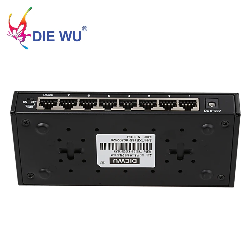 DIEWU 8 Порты Быстрый Ethernet-коммутатор 10/100 Мбит/с RJ45 концентратор Ethernet сетевой коммутатор gigabit VLAN коммутатор адаптер для настольных ПК металлический чехол