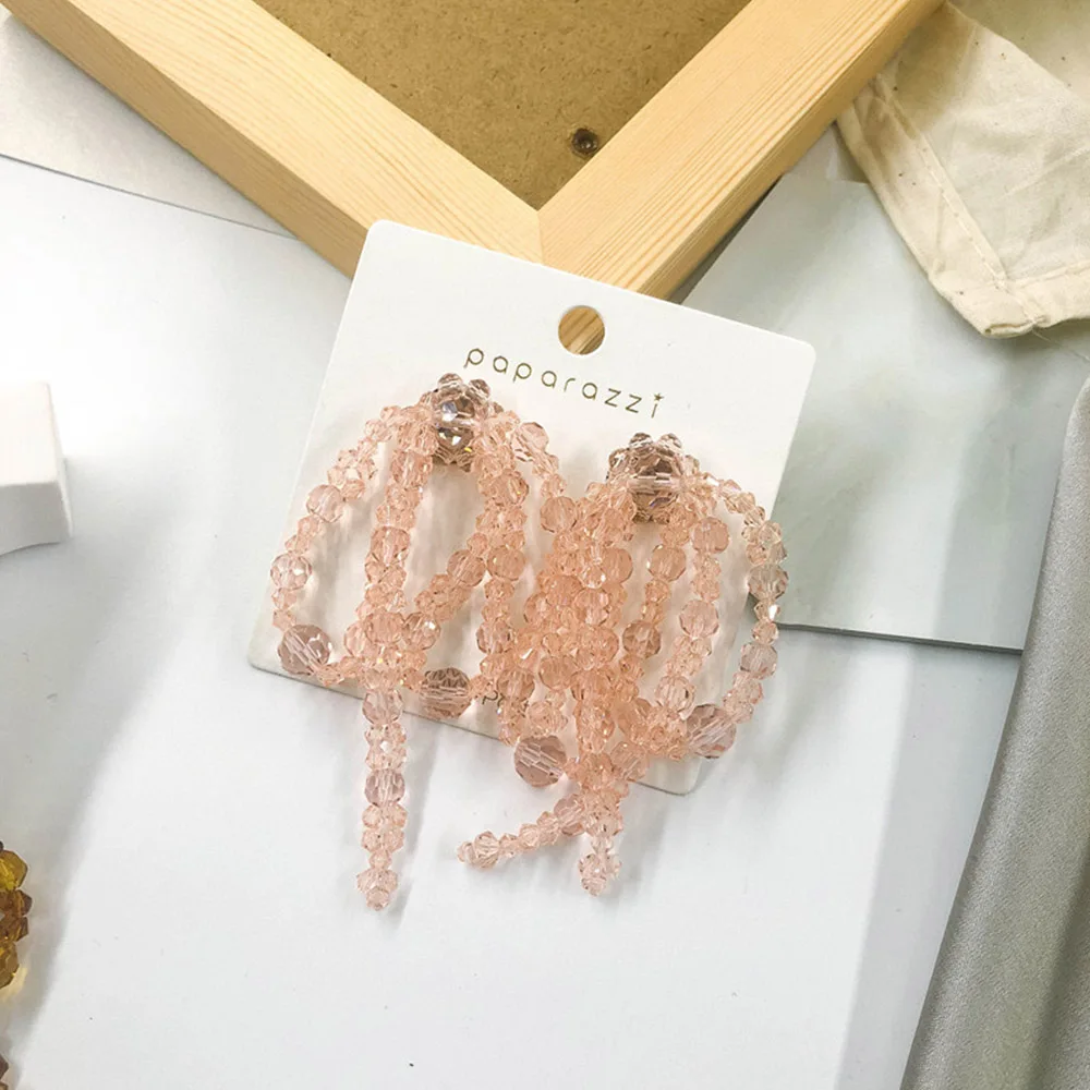 DAIWUJAN 2019 Новые корейские самодельные длинные кристальные серьги с бантом для женщин и девочек.