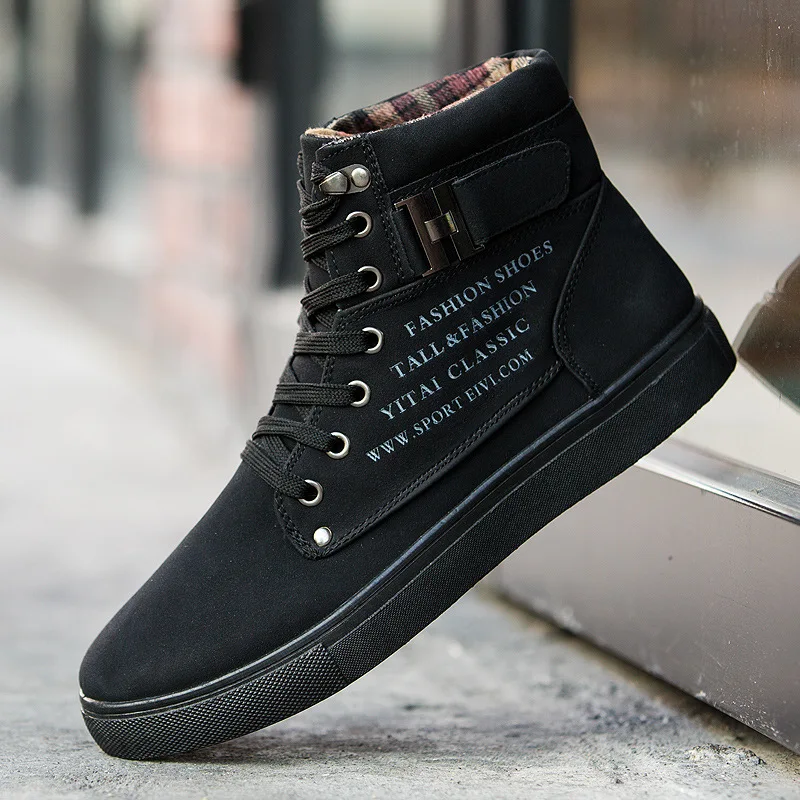 Spring Autumn Men's Shoes High Top Canvas Casual Fashion Lace Up Men Sneakers Quality Brand Ankle Boots Big Size | Обувь