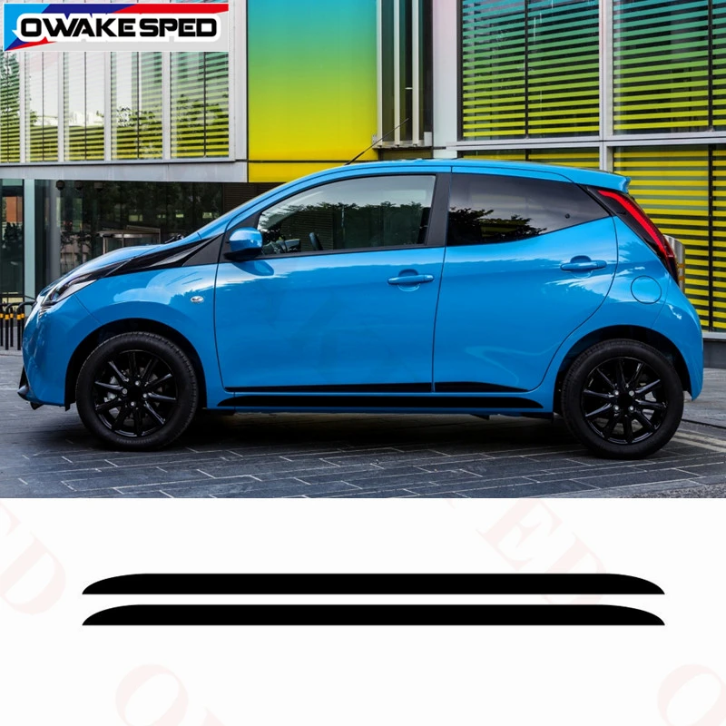 Спортивные наклейки на дверь и боковую юбку для Toyota AYGO 2014 2018 гоночный Стайлинг