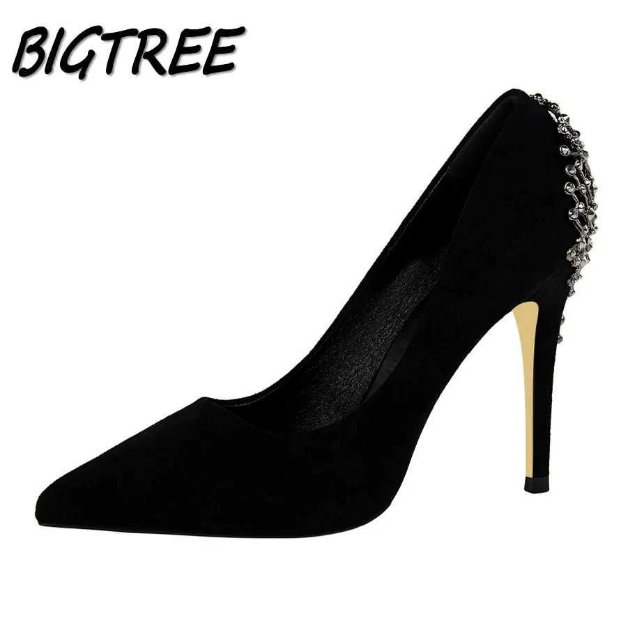 BIGTREE/женские туфли на высоком тонком каблуке женские лодочки модные для
