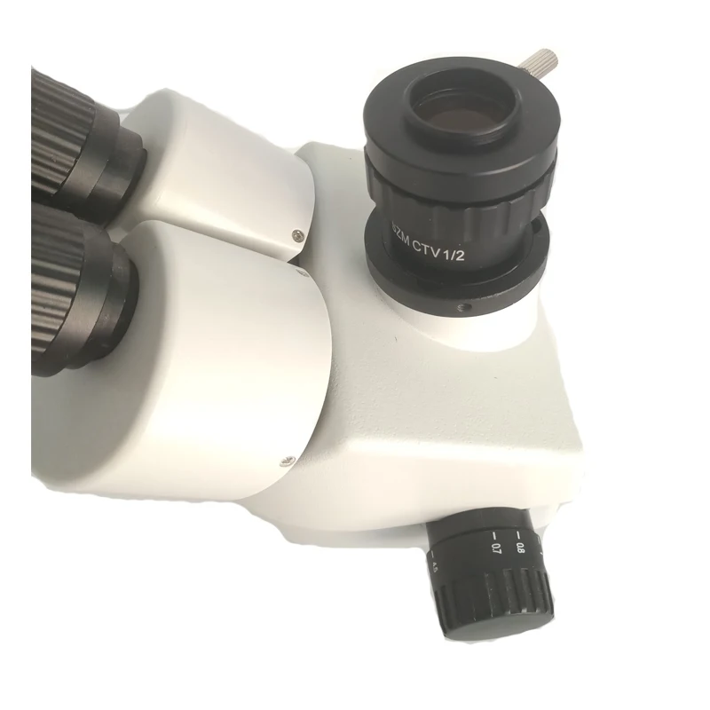 Adjustable Arm support 7-45X industrial Trinocular stereo microscope 0.5X 2.0X CTV1/2 Objective lens barlow Electronics repair