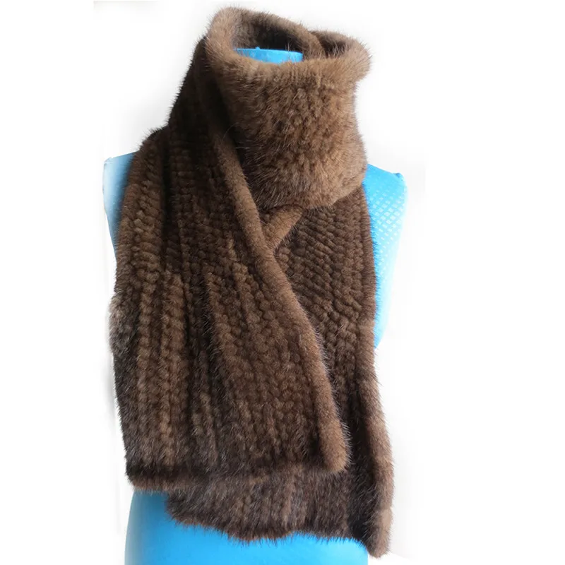 (TopFurMall ) Lady Autumn Winter Genuine Knitted Mink Fur Scarves Neck Rings Women Pashmina Wraps LF9012 |