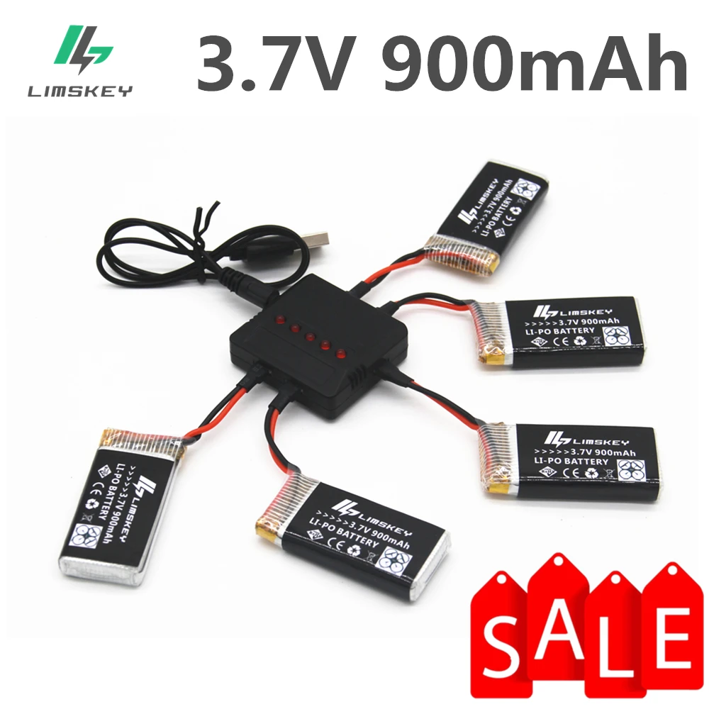 Limskey 900 мАч 3 7 В LiPo аккумулятор + USB зарядное устройство для SYMA X5C X5 X5SW MJX X708 W RC Drone